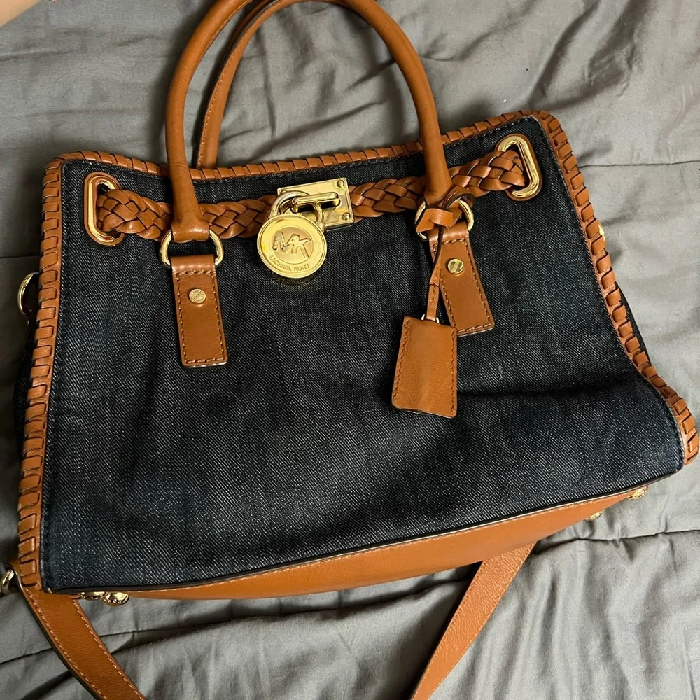 Michael Kors Black and Tan Shoulder Bag